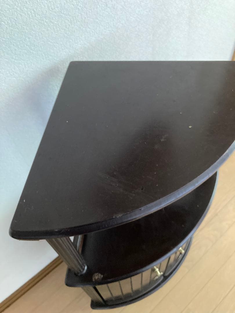 コーナーラック 木製 2段 アンティーク レトロ ブラウン シェルフ