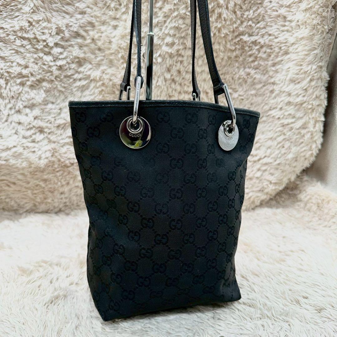 【美品】グッチ トートバッグ ブラック GG柄 キャンバス ユニセックス