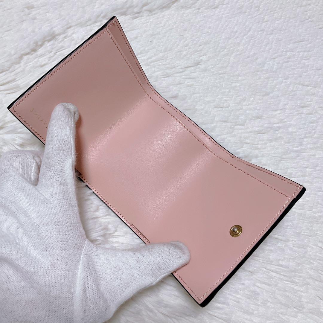 ♡超極美品♡ボナベンチュラ 三つ折り財布 スモールウォレット グレージュ ピンク
