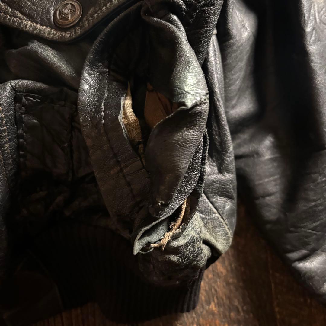 古着　本革A2ボンバージャケット　フライトジャケット　グランジグランパコアXL.