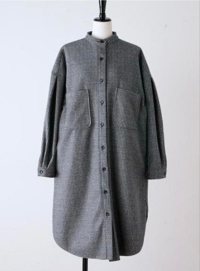 [美品]BEARDSLEY ウールライクシャツコートチェック柄