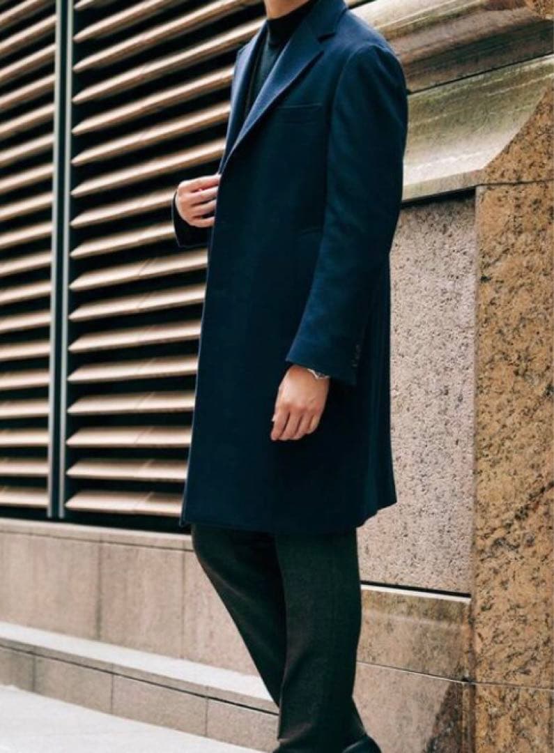 EDIFICE（エディフィス）ウールカシミヤチェスターコート ネイビー