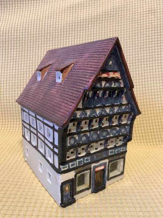 【未使用】ドイツ　キャンドルホルダー　ミニチュア　ポーセリン　ワインハウス　陶器