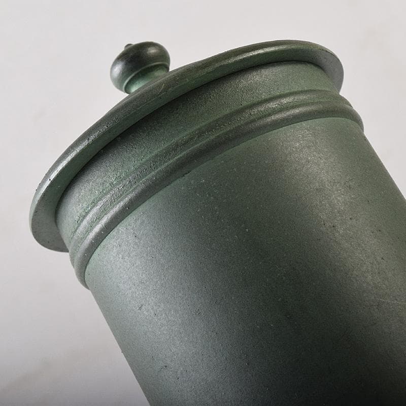 高岡銅器　鋳物師　大野芳光作　唐銅　経筒花入　共箱　M　R8710