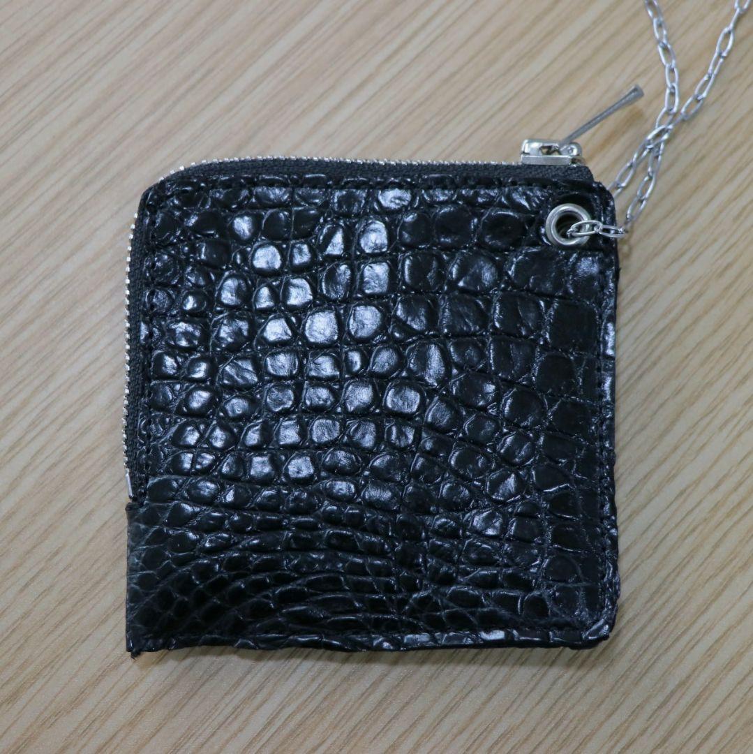 小物 Portaille chain coin case CROCO_black