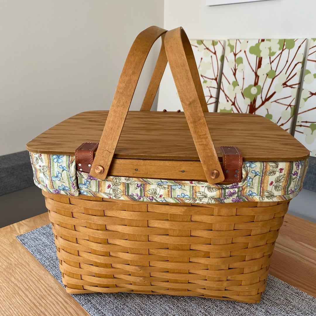 LONGABERGER ロンガバーガー　花柄 ラージ ピクニックバスケット