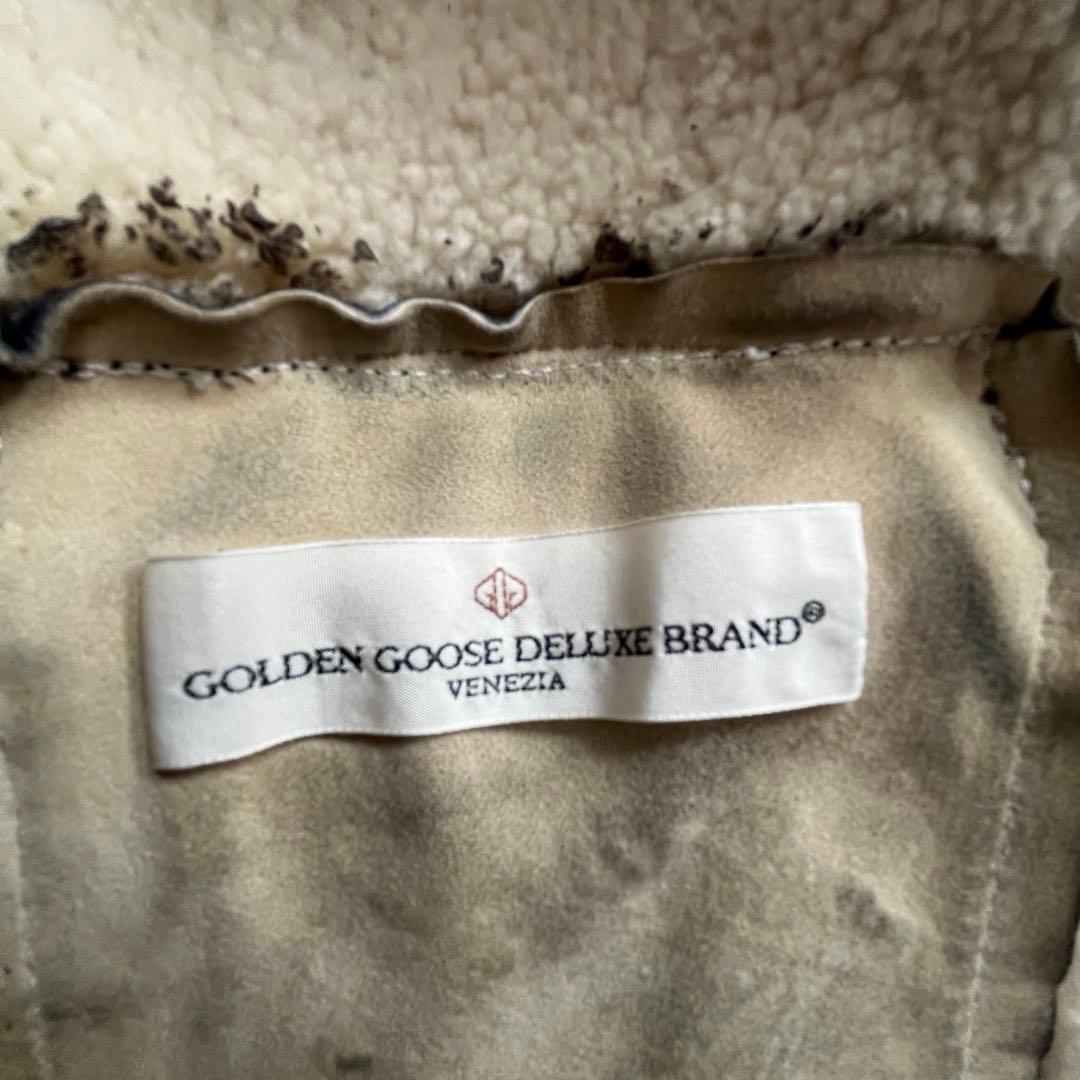 ぽ*ー様 最終価格GOLDEN  ムートンライダースジャケット ゴール