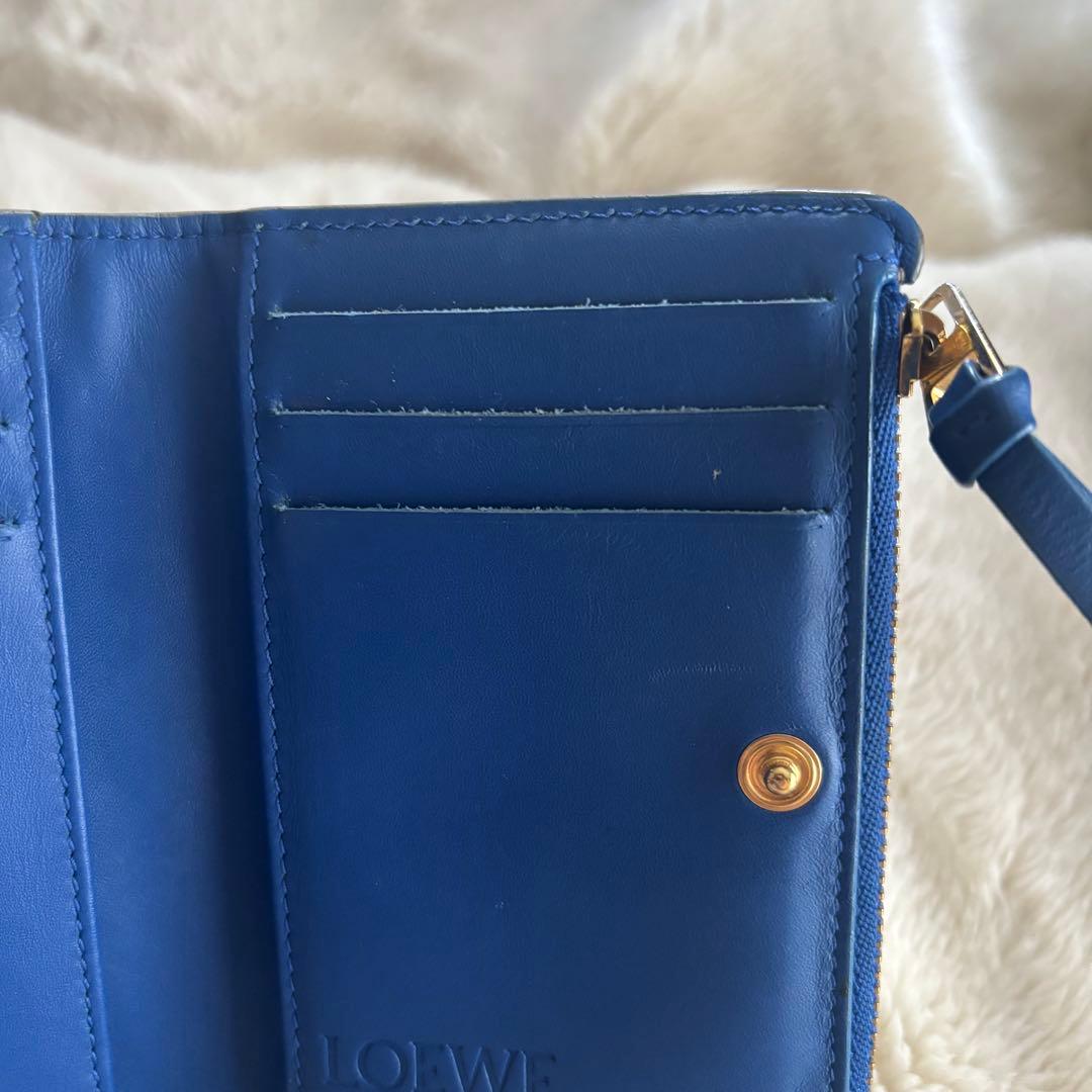 LOEWE 二つ折り財布 グレー/ブルー