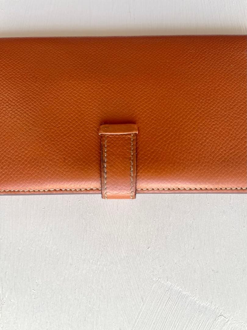 HERMES エルメス べアンスフレ オレンジブラウン □I刻 長財布