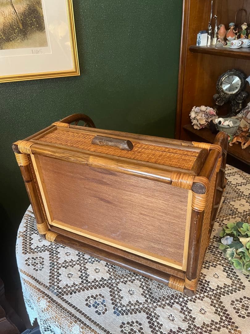 ドレッサー 置型 鏡 ミラー 籐 ラタン インテリア 昭和レトロ 当時物