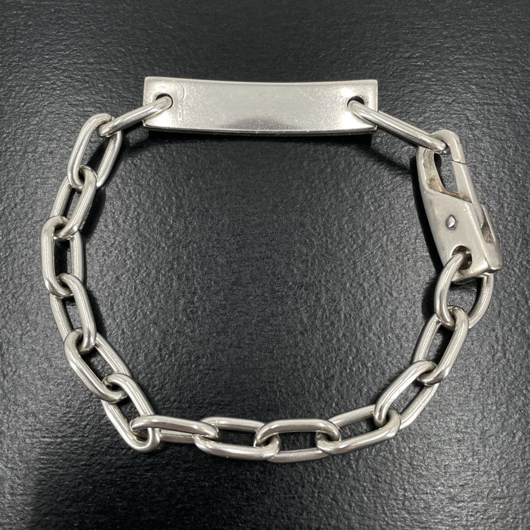 オールドグッチ IDプレート オーバルチェーン ブレスレット シルバー　y2k