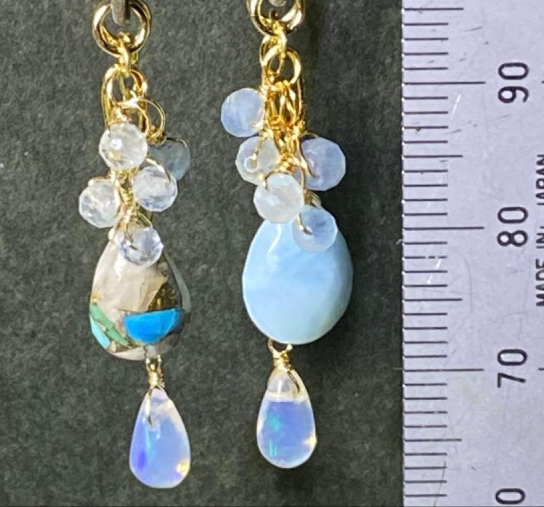 【極上カット】ブルーのアシメ☆天然石ピアス