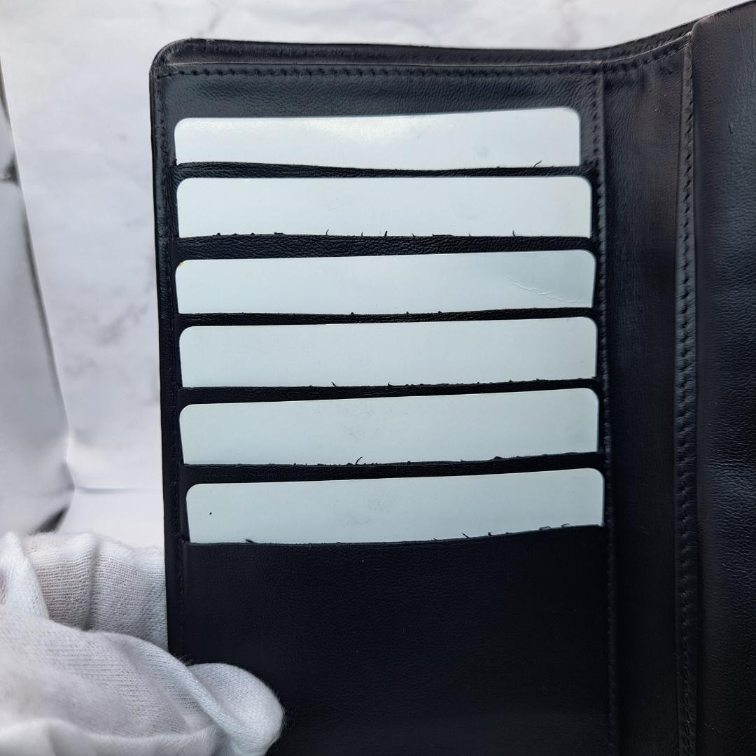 訳あり　CHANEL　アイコンライン　二つ折り財布　がま口　ブラック　長財布