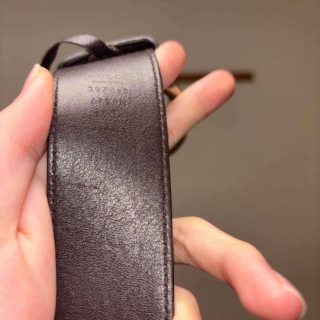 グッチGGマーモント レザーベルト ダークブラウン