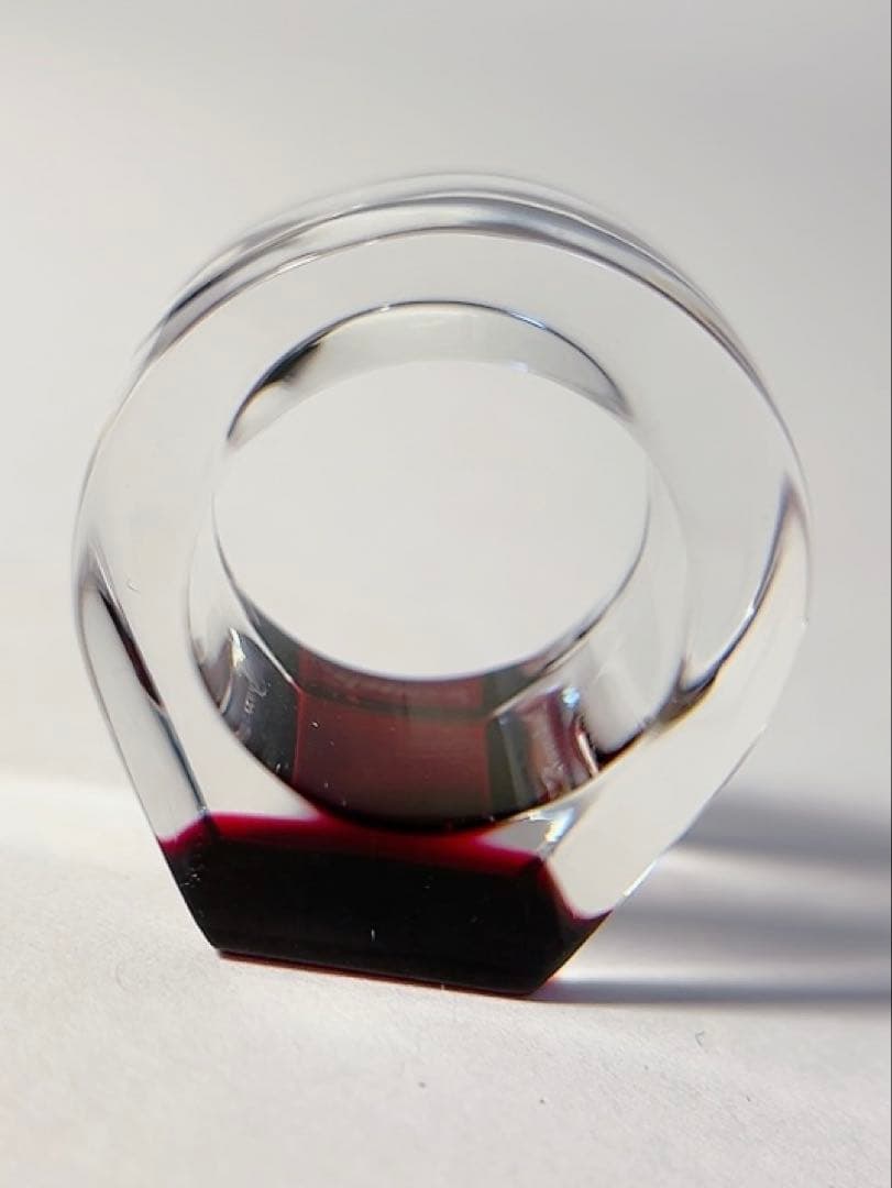 バカラ　Baccarat リング　クリスタル　スクエア　 赤　レッド