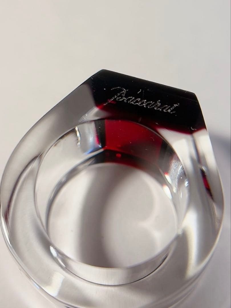バカラ　Baccarat リング　クリスタル　スクエア　 赤　レッド