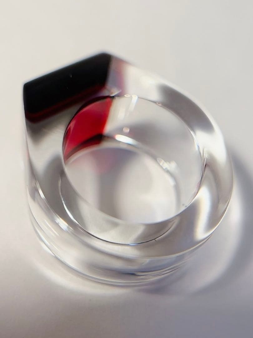 バカラ　Baccarat リング　クリスタル　スクエア　 赤　レッド