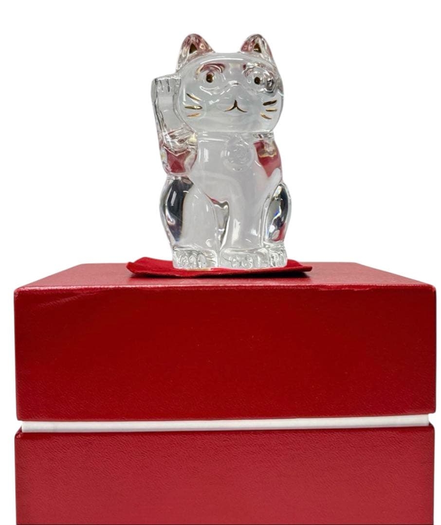 【美品】バカラ Baccarat 招き猫 ネコ クリスタル Lucky Cat