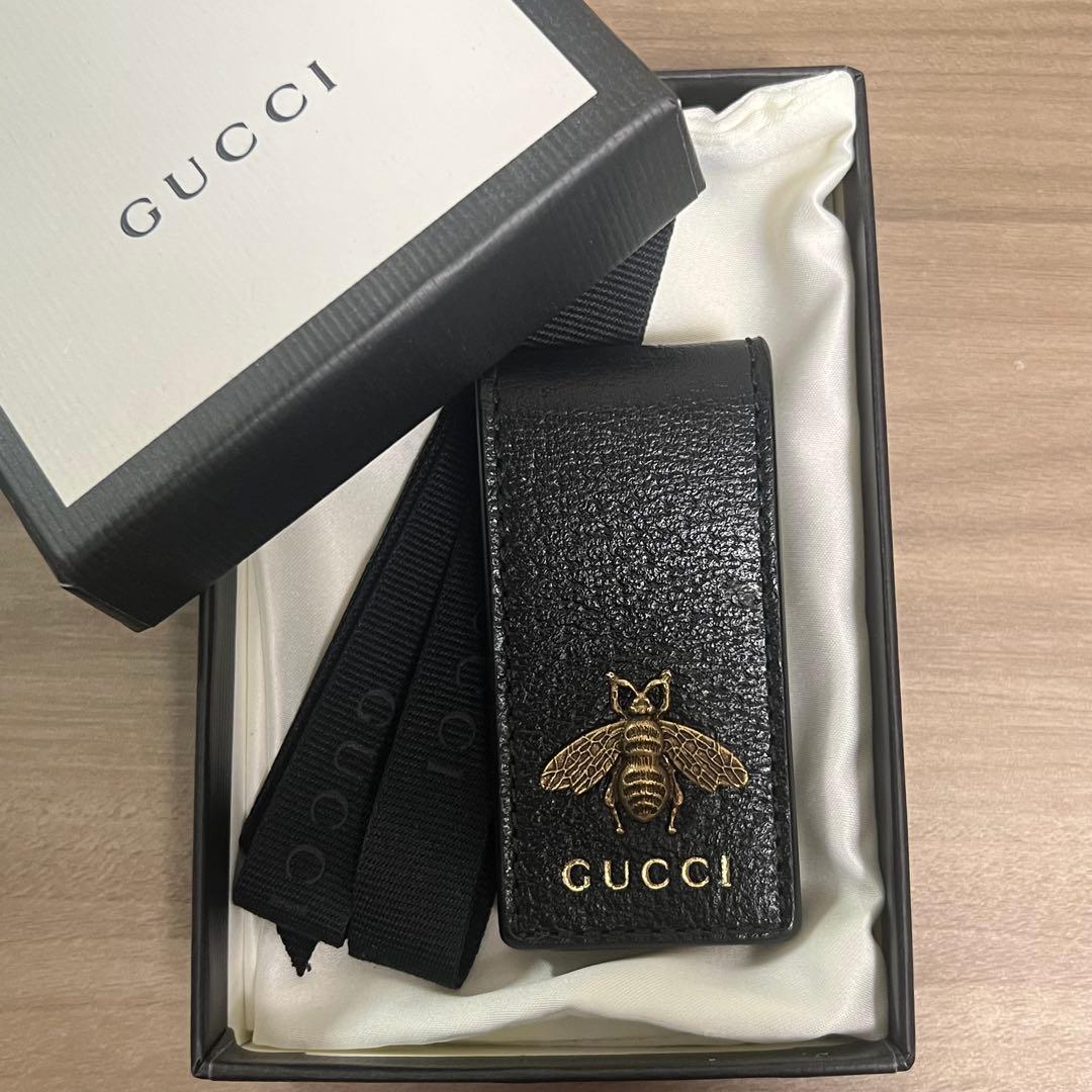 GUCCI マネークリップ 蜂モチーフ レザー