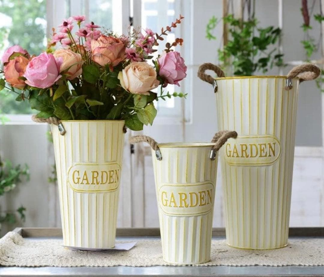 フラワーバケツ 花のバケツ 花屋ドライフラワー フラワーアレンジメント 花瓶