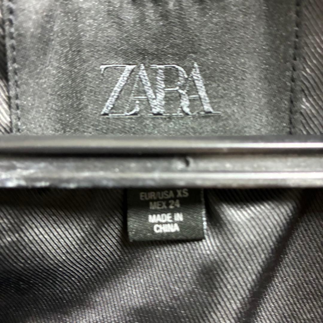 ZARA ブラック ハイネックフェイクレザージャケットXS