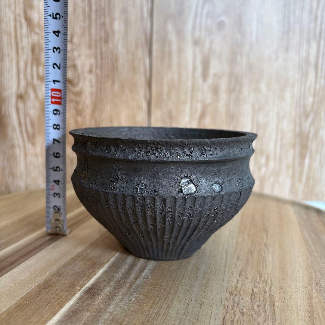 小野瀬一　陶器鉢　しのぎ　植木鉢