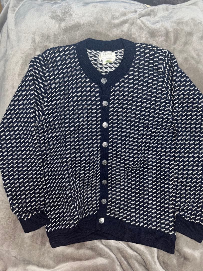 80s llbean バーズアイ ニット カーディガン