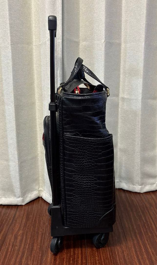 【美品】SWANY スワニー クロコ型押しトートキャリーバッグ (黒) Lサイズ
