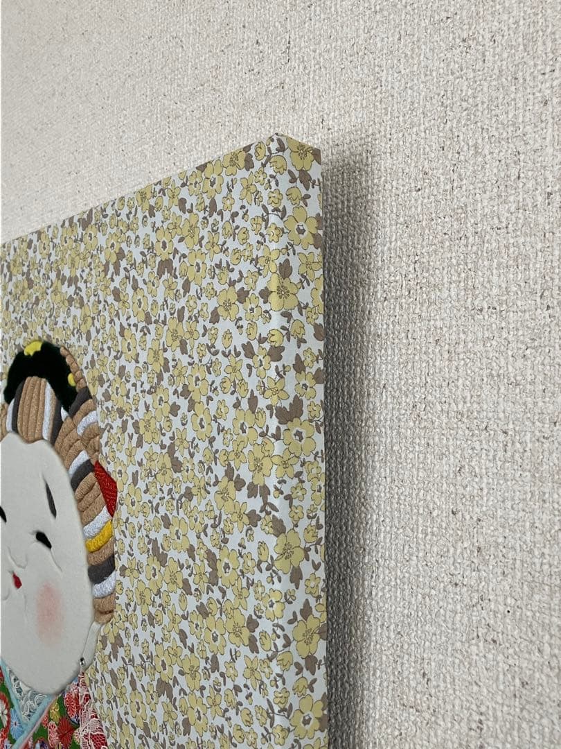 キメコミ　パッチワーク　デザインアート　壁掛けインテリア　お福さん　縁起物