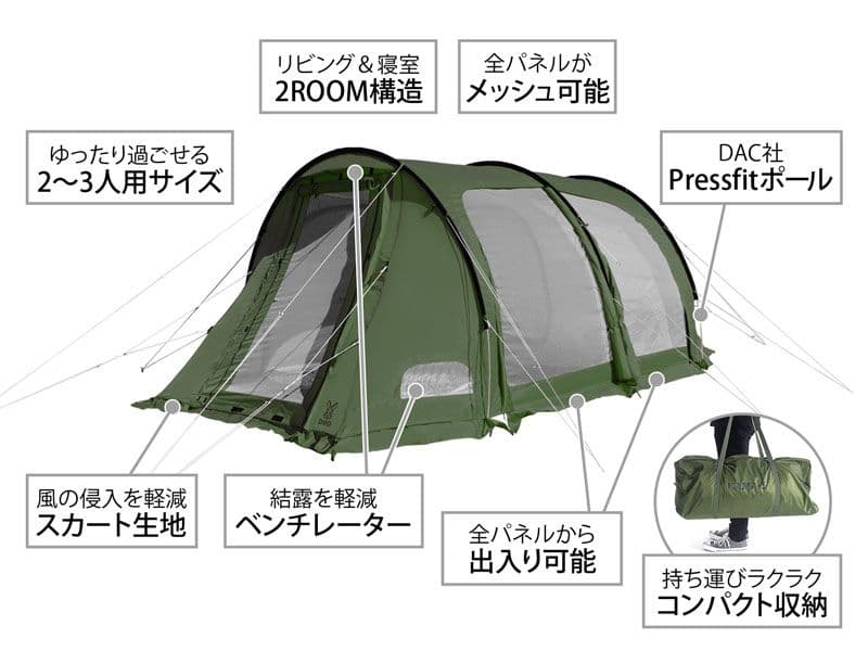 カマボコテント3S、チーズタープS、カマボコ3Sマット の3点セット