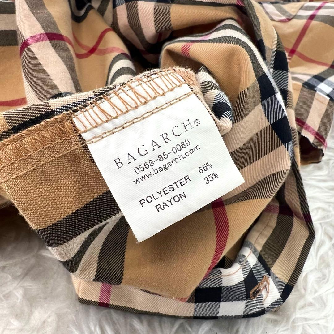 BAGARCH ユニセックス ダメージ加工チェック柄 トレンチ シャツワンピ