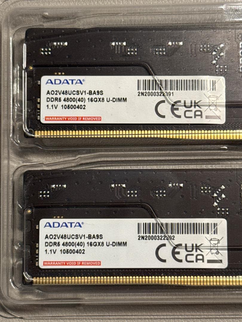 ADATA DDR5-4800 16GBx2 (合計32GB) メモリ