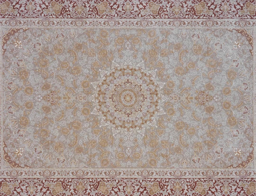 144万ノット！立体柄！本場イラン産 絨毯！ 約100×150cm-200631
