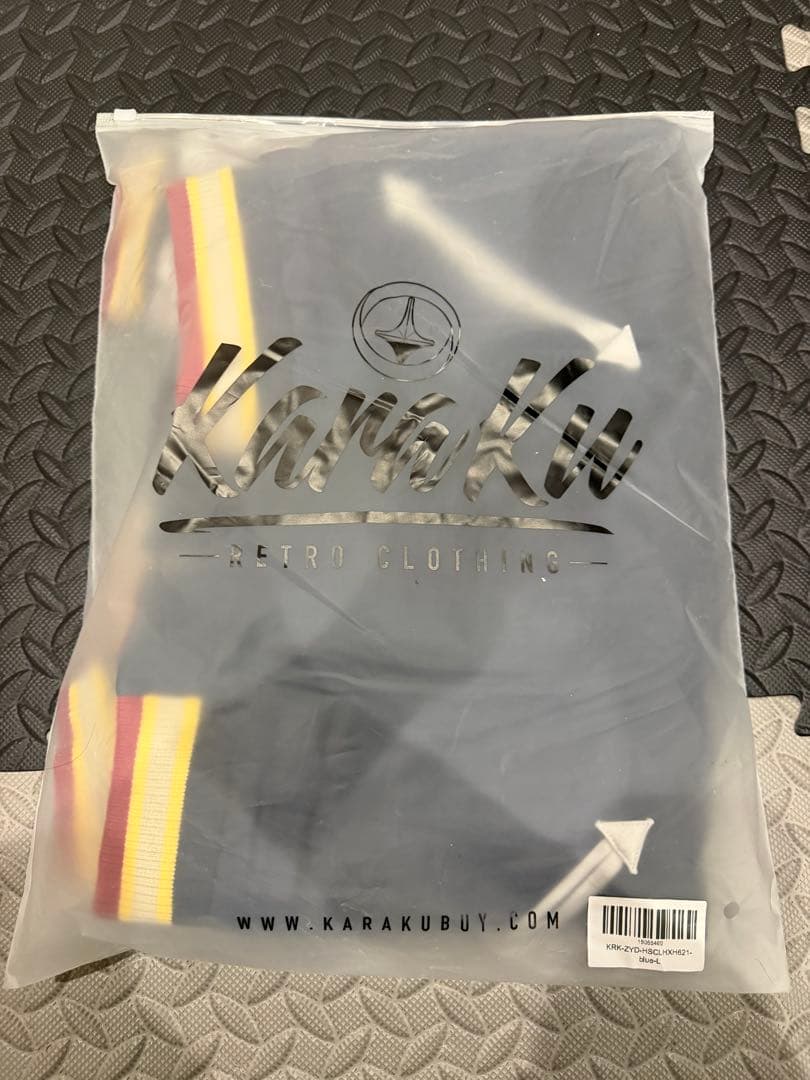 ネイビー サテン スカジャン 波刺繍 Japan karaku