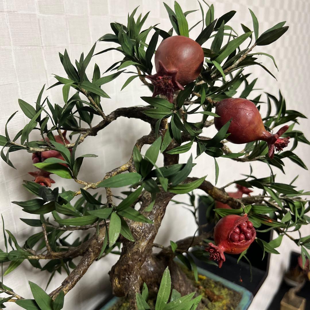 ザクロ。子宝。造花のミニ盆栽　大きめ