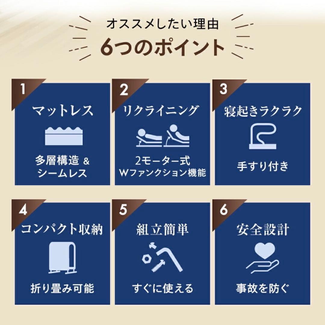 収納式リクライニングベッド ２モーター マット一体型