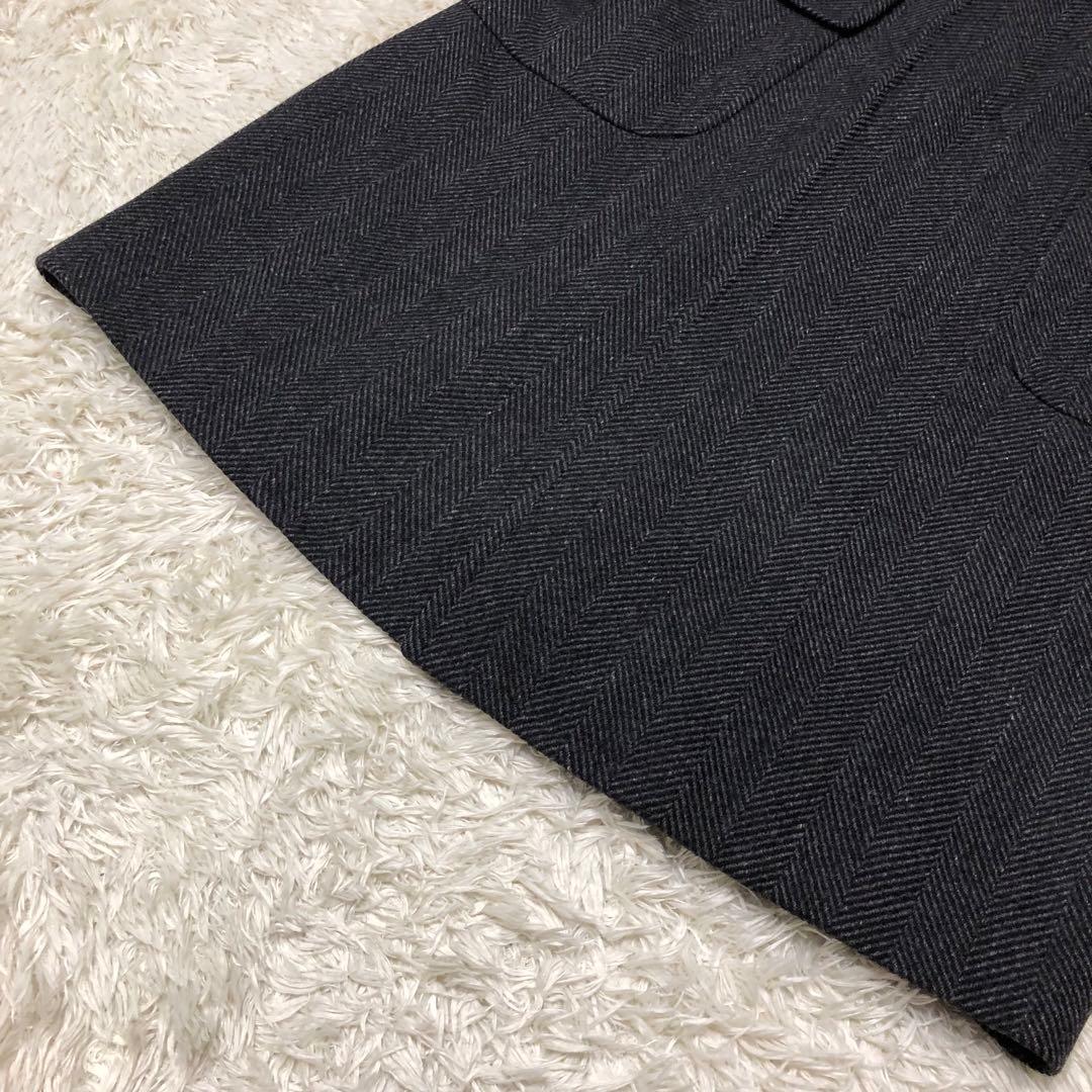 美品✨ソブリン チェスターコート ヘリンボーン 比翼仕立て カシミヤ混 42