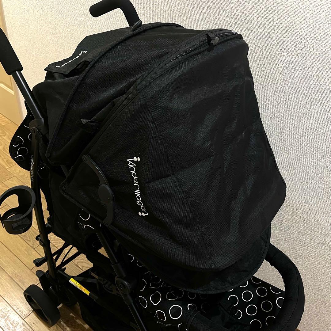 キンダーワゴン 美品 ブラック 軽量コンパクト 二人乗りべビーカー 3ヶ月〜
