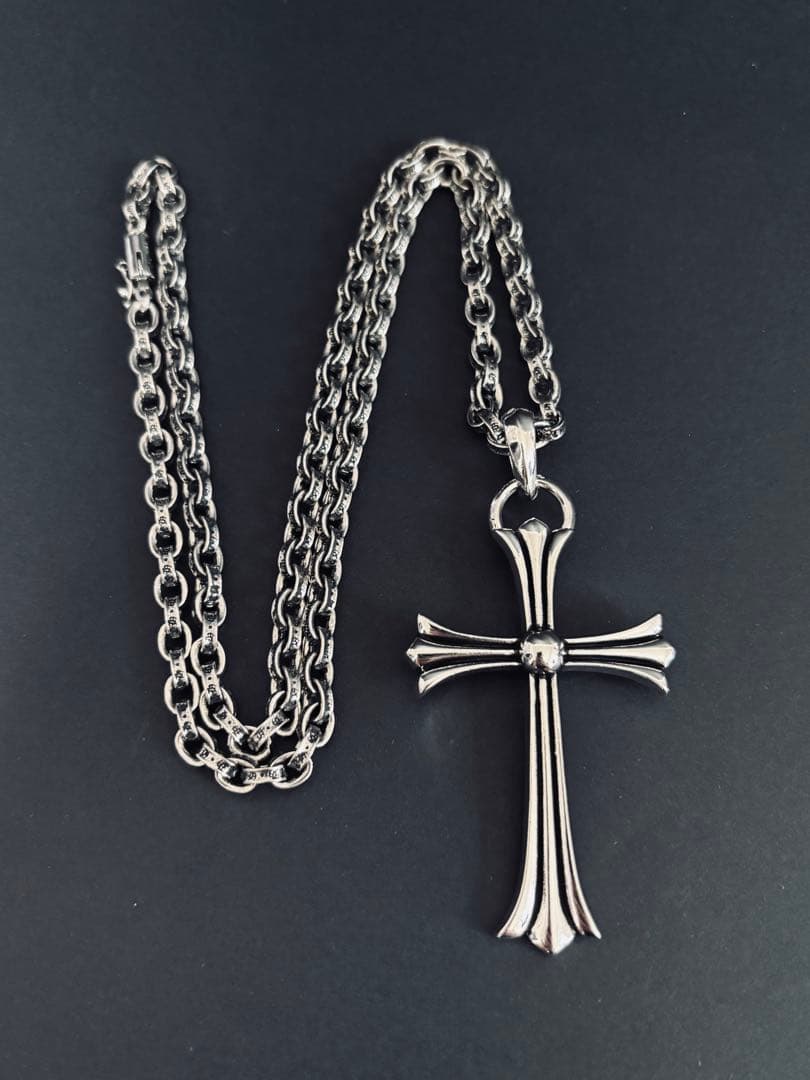 ネックレス ラージクロス ベイル ペーパーチェーン シルバー アクセサリー
