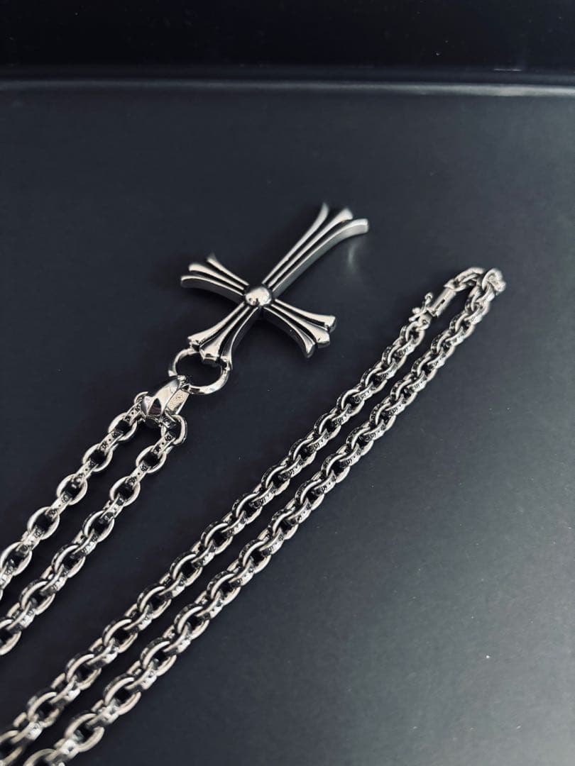 ネックレス ラージクロス ベイル ペーパーチェーン シルバー アクセサリー