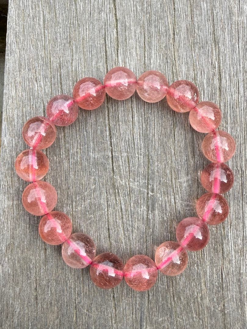 【クリスマスセール】希少高品質ストロベリークォーツブレスレット11.5-11mm
