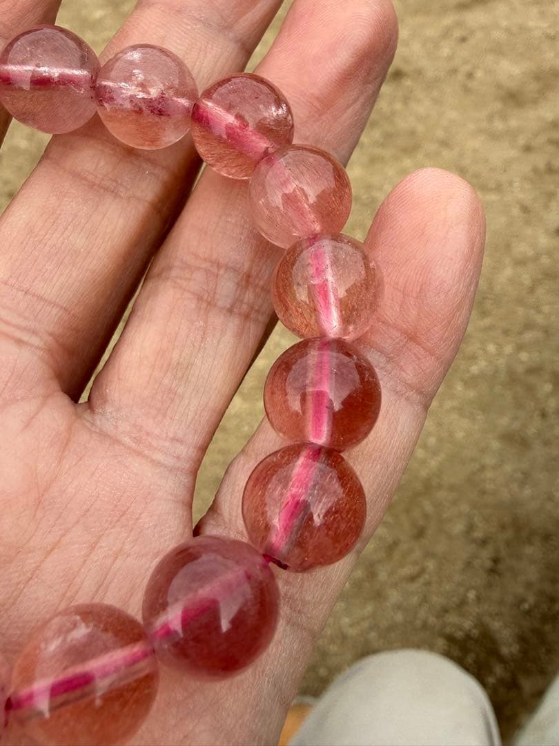 【クリスマスセール】希少高品質ストロベリークォーツブレスレット11.5-11mm