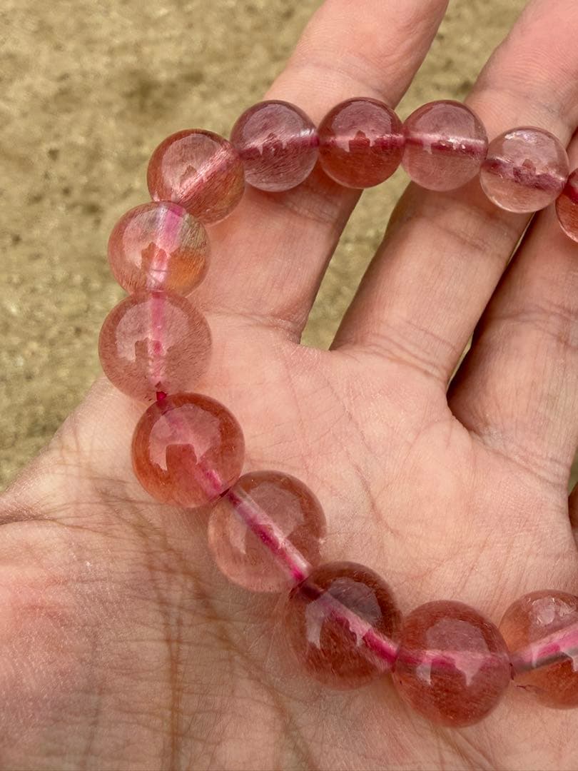 【クリスマスセール】希少高品質ストロベリークォーツブレスレット11.5-11mm