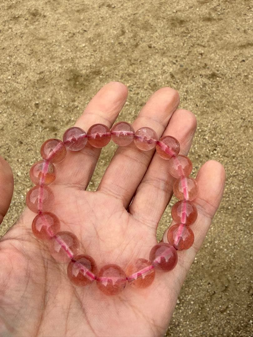 【クリスマスセール】希少高品質ストロベリークォーツブレスレット11.5-11mm