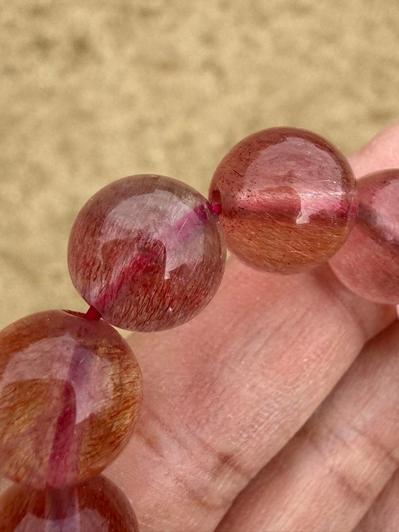 【クリスマスセール】希少高品質ストロベリークォーツブレスレット11.5-11mm