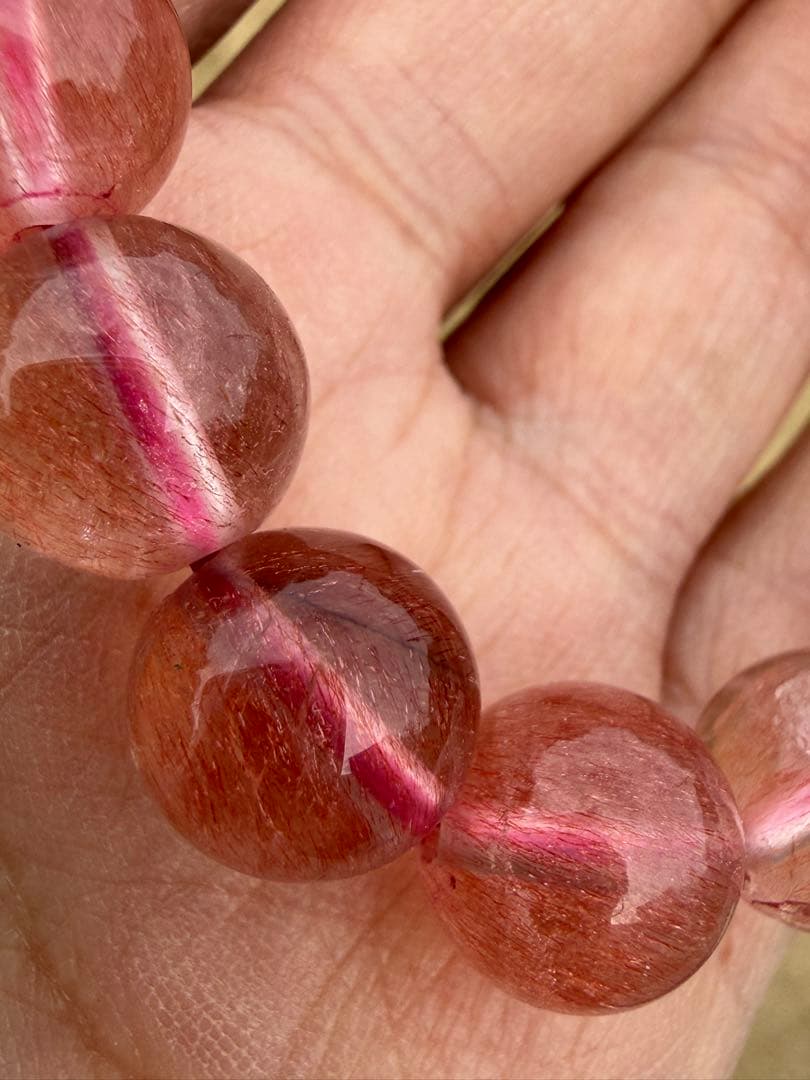 【クリスマスセール】希少高品質ストロベリークォーツブレスレット11.5-11mm