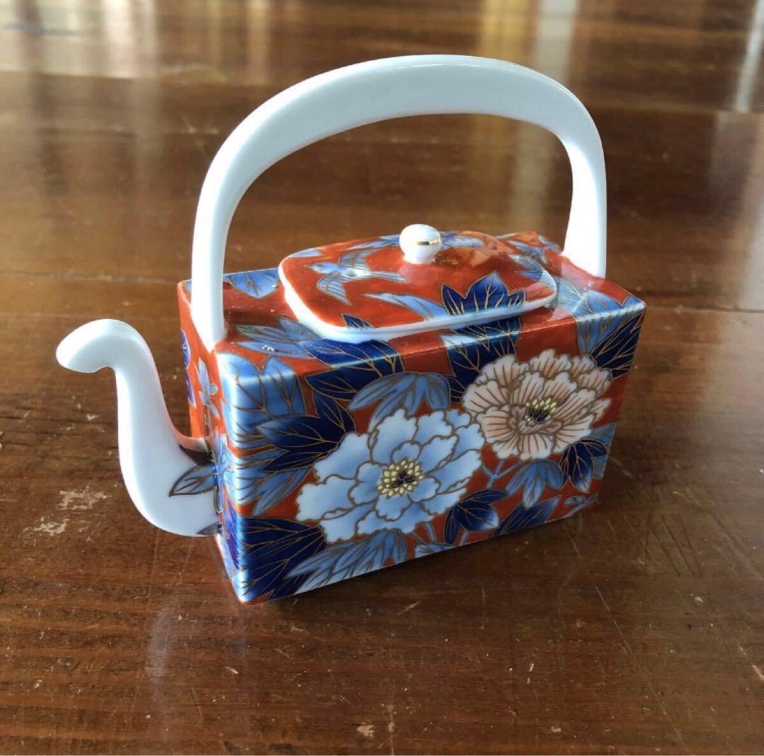 深川製磁 古代牡丹外赤 醤油差し 醤油入れ しょうゆ 書道 水差し オールド深川