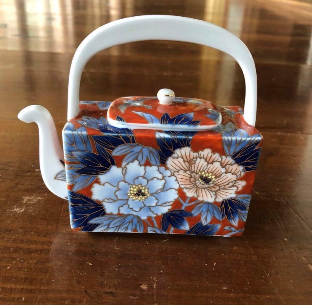 深川製磁 古代牡丹外赤 醤油差し 醤油入れ しょうゆ 書道 水差し オールド深川