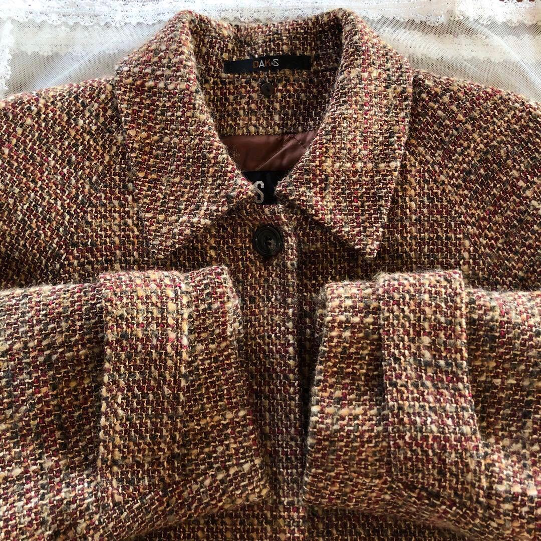 DAKS ダックス　レディース　ロング　コート　アウター　ツイード 高級　M
