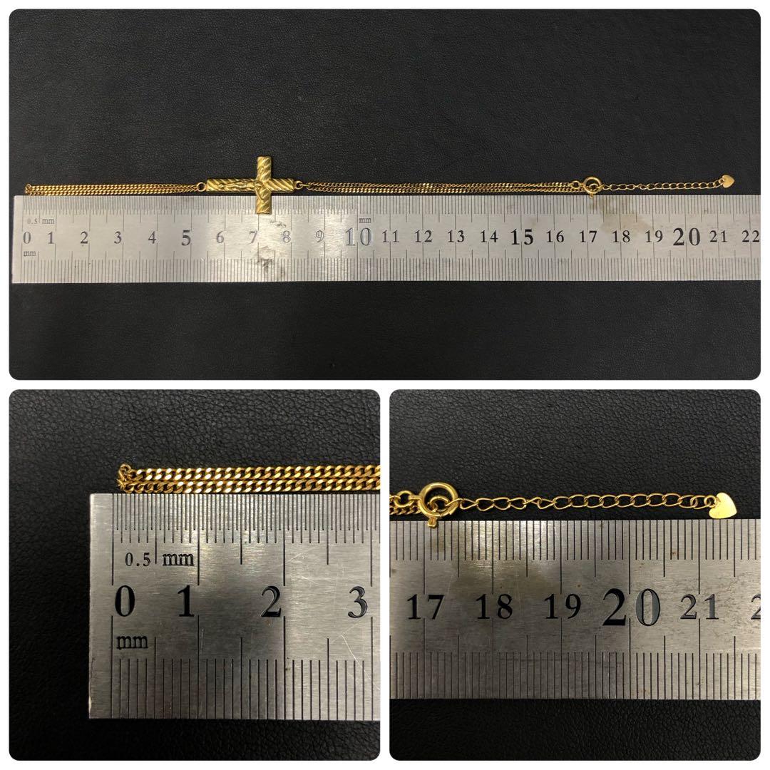 (B012118)K18 フィンガーブレスレット YG クロス 18金 チェーン